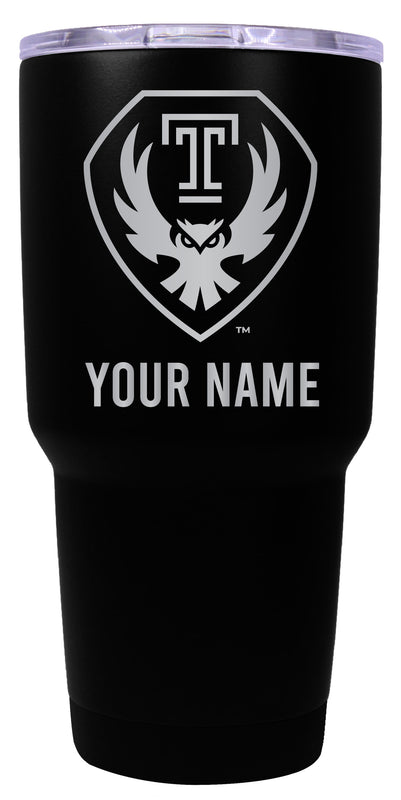 Temple University Officially Licensed 24 oz Customizable Engraved Insulated Stainless Steel Tumbler Black