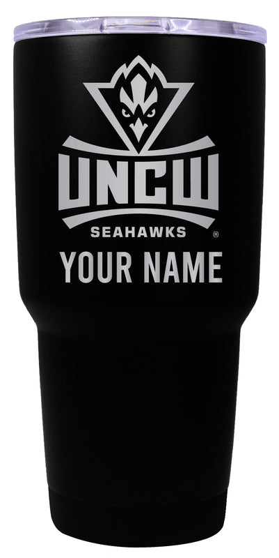 North Carolina Wilmington Seahawks Officially Licensed 24 oz Customizable Engraved Insulated Stainless Steel Tumbler Black
