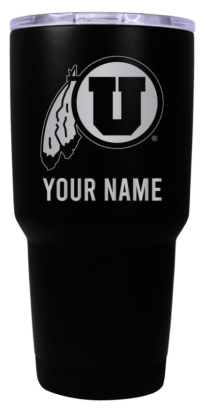 Utah Utes Officially Licensed 24 oz Customizable Engraved Insulated Stainless Steel Tumbler Black