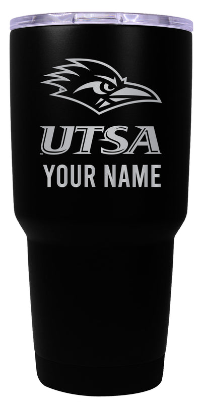 UTSA Road Runners Officially Licensed 24 oz Customizable Engraved Insulated Stainless Steel Tumbler Black
