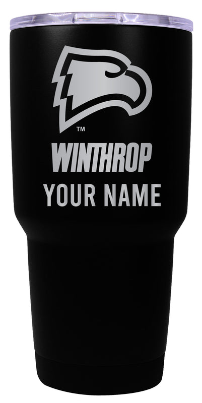 Winthrop University Officially Licensed 24 oz Customizable Engraved Insulated Stainless Steel Tumbler Black
