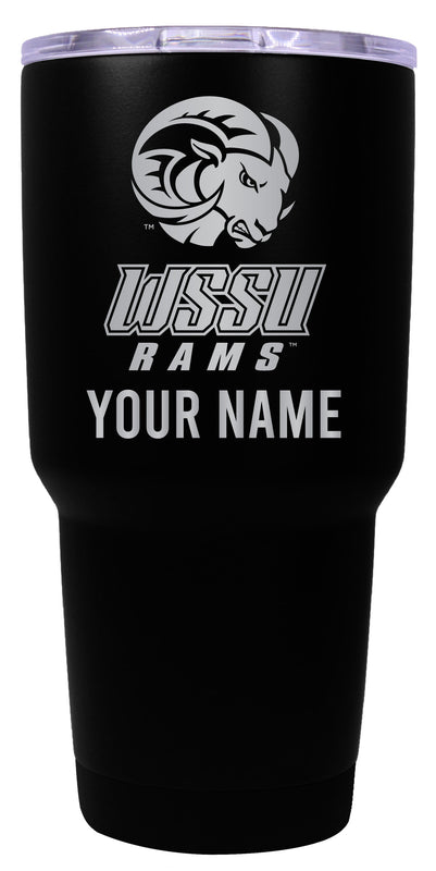 Winston-Salem State Officially Licensed 24 oz Customizable Engraved Insulated Stainless Steel Tumbler Black