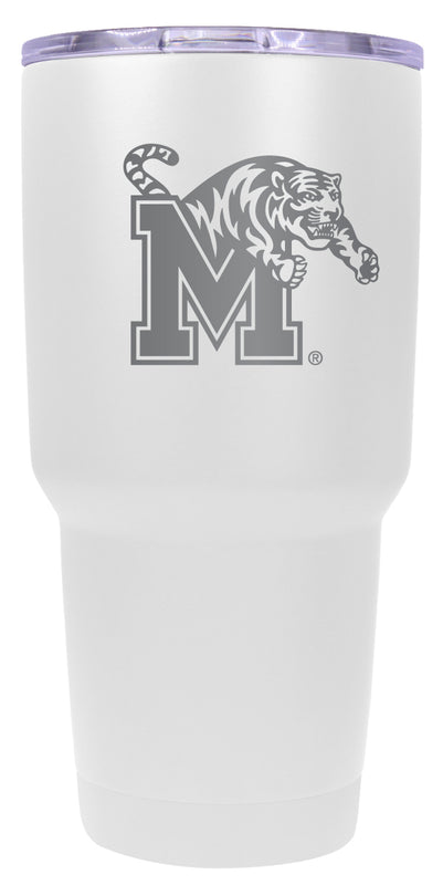 Memphis Tigers 24 oz Engraved Insulated Stainless Steel Tumbler White Officially Licensed Single