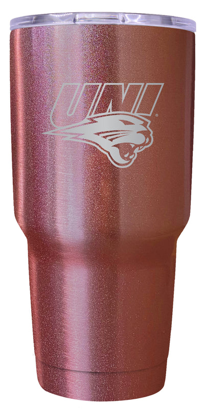 Northern Iowa Panthers 24 oz Engraved Insulated Stainless Steel Tumbler Rose Gold Officially Licensed Single