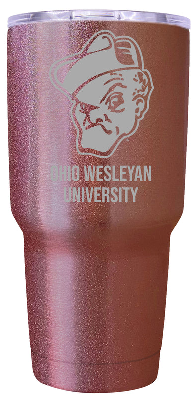 Ohio Wesleyan University Premium Laser Engraved Tumbler - 24oz Stainless Steel Insulated Mug Rose Gold