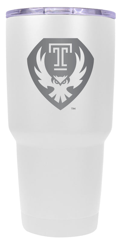 Temple University 24 oz Engraved Insulated Stainless Steel Tumbler White Officially Licensed Single