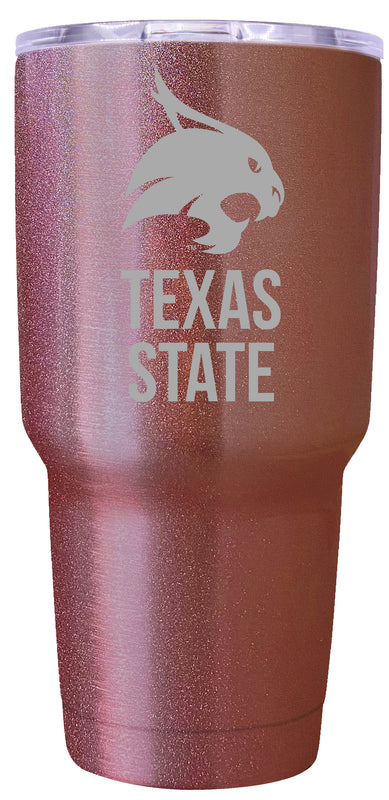 Texas State Bobcats Premium Laser Engraved Tumbler - 24oz Stainless Steel Insulated Mug Rose Gold