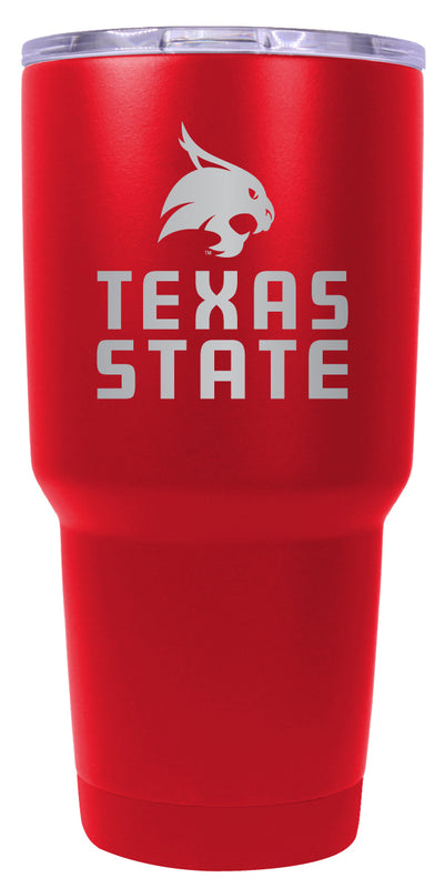 Texas State Bobcats 24 oz Engraved Insulated Stainless Steel Tumbler Red Officially Licensed Single