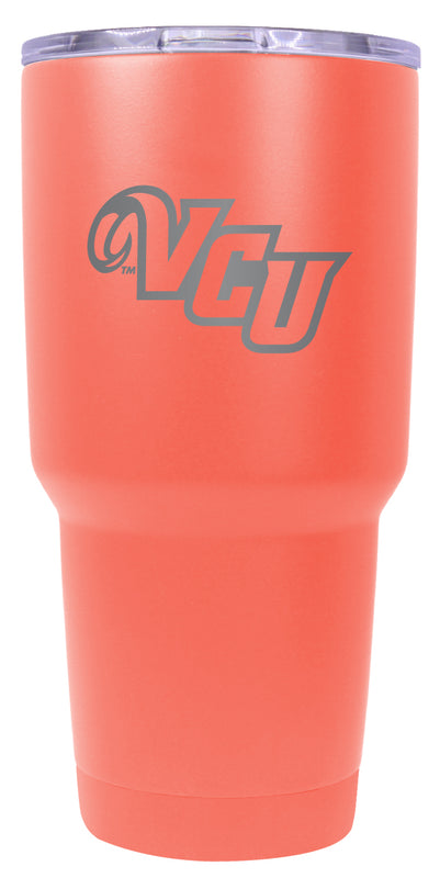 Virginia Commonwealth 24 oz Engraved Insulated Stainless Steel Tumbler Coral Officially Licensed Single