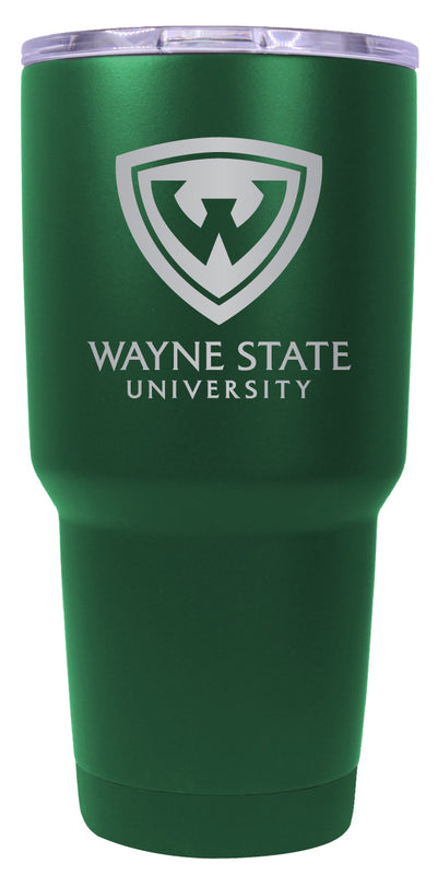 Wayne State 24 oz Engraved Insulated Stainless Steel Tumbler Green Officially Licensed Single