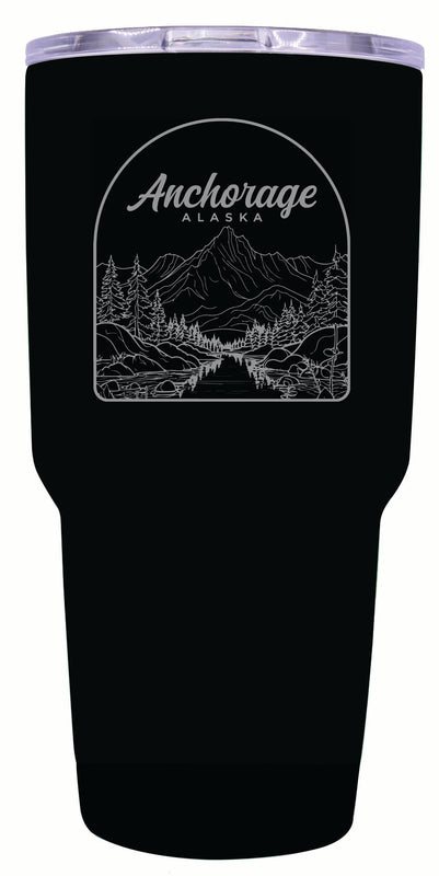 Anchorage Alaska Souvenir 24 oz Engraved Insulated Stainless Steel Tumbler Black 2-Pack