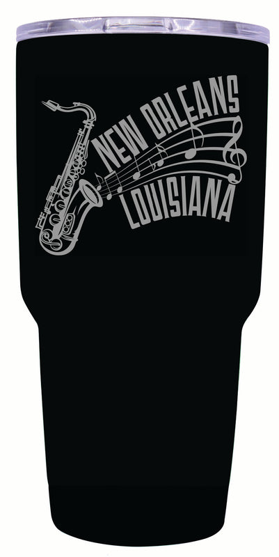 New Orleans Louisiana Souvenir 24 oz Engraved Insulated Stainless Steel Tumbler Black 4-Pack