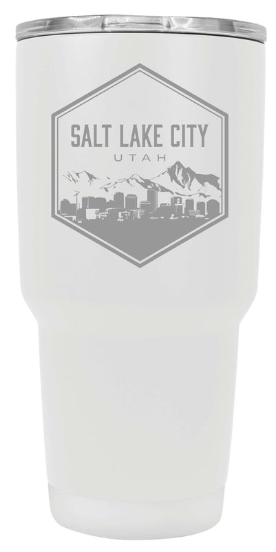 Salt Lake City Utah Souvenir 24 oz Engraved Insulated Stainless Steel Tumbler White 4-Pack