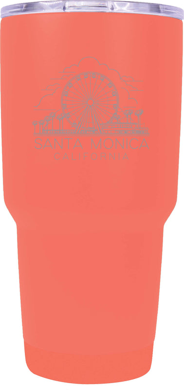 Santa Monica California Souvenir 24 oz Engraved Insulated Stainless Steel Tumbler Coral Single Unit