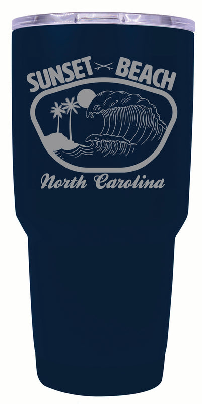 Sunset Beach North Carolina Souvenir 24 oz Engraved Insulated Stainless Steel Tumbler Navy 2-Pack