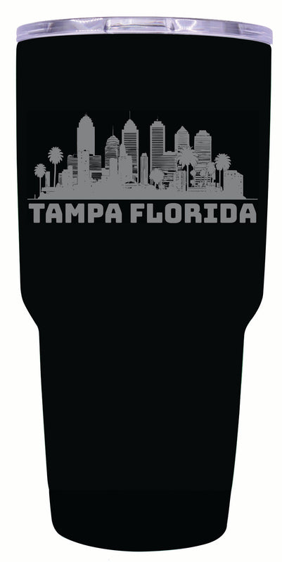 Tampa Florida Souvenir 24 oz Engraved Insulated Stainless Steel Tumbler Black 4-Pack