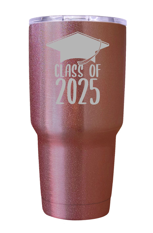 Class of 2025 Graduation 24 oz Engraved Insulated Stainless Steel Tumbler Rose Gold Single