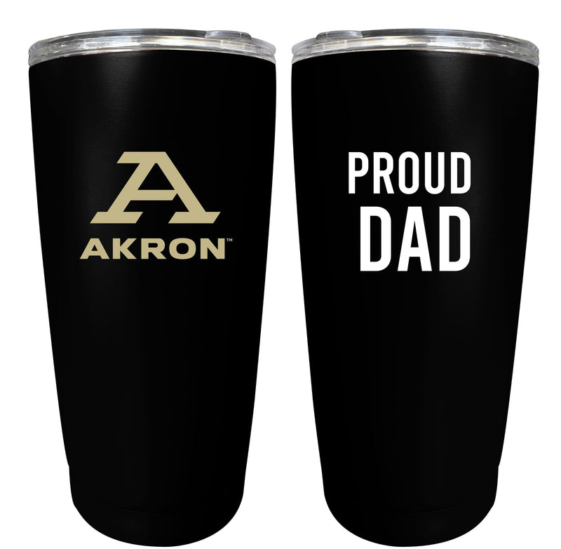 Akron Zips NCAA Insulated Tumbler - 16oz Stainless Steel Travel Mug Proud Dad Design Black