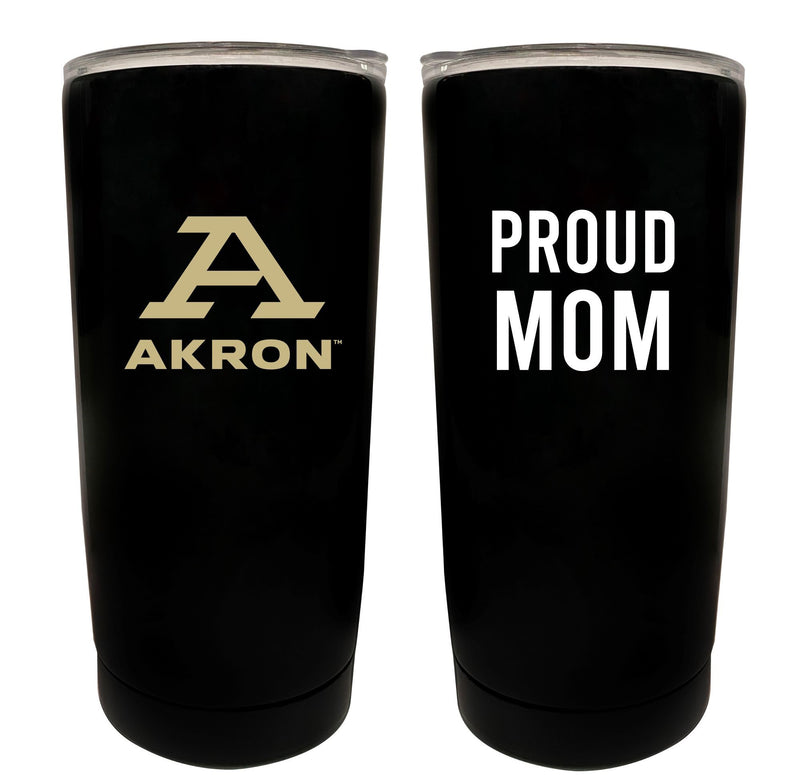 Akron Zips NCAA Insulated Tumbler - 16oz Stainless Steel Travel Mug Proud Mom Design Black
