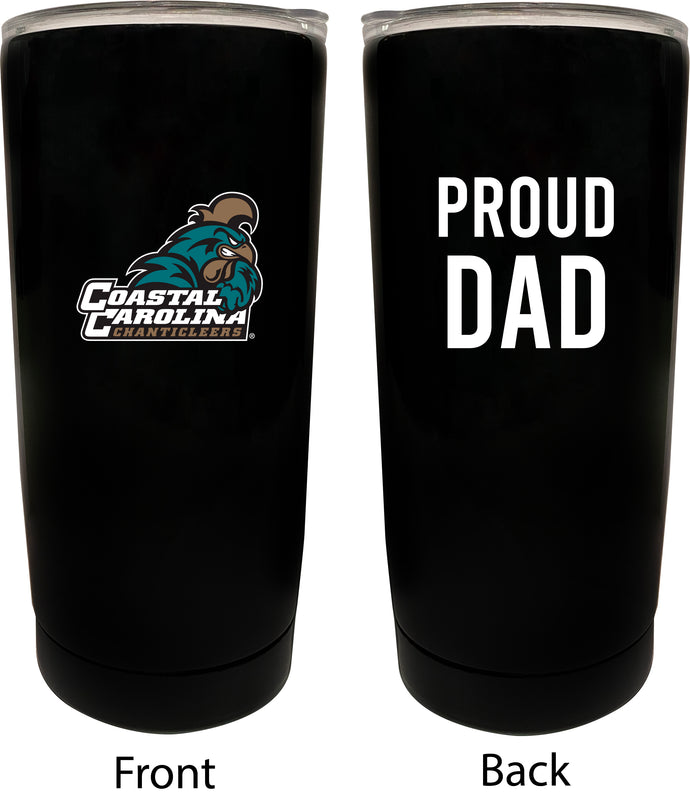 Coastal Carolina University NCAA Insulated Tumbler - 16oz Stainless Steel Travel Mug Proud Dad Design Black