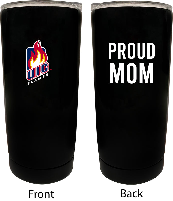 University of Illinois at Chicago NCAA Insulated Tumbler - 16oz Stainless Steel Travel Mug Proud Mom Design Black