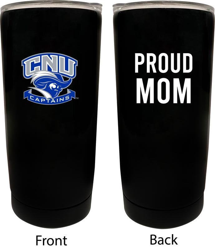 Christopher Newport Captains NCAA Insulated Tumbler - 16oz Stainless Steel Travel Mug Proud Mom Design Black