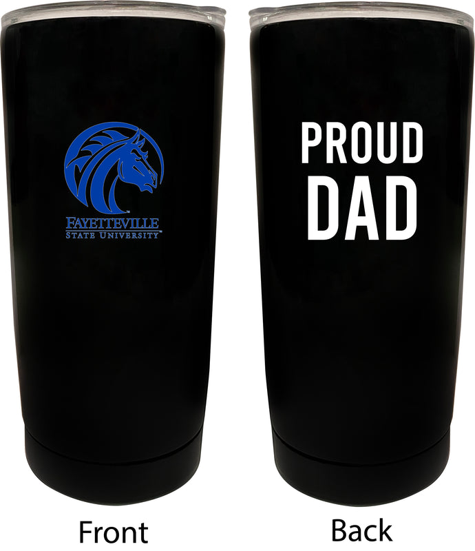 Fayetteville State University NCAA Insulated Tumbler - 16oz Stainless Steel Travel Mug Proud Dad Design Black