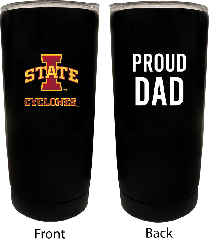 Iowa State Cyclones NCAA Insulated Tumbler - 16oz Stainless Steel Travel Mug Proud Dad Design Black