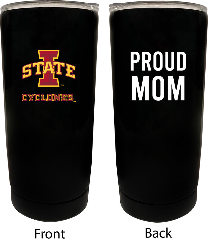 Iowa State Cyclones NCAA Insulated Tumbler - 16oz Stainless Steel Travel Mug Proud Mom Design Black