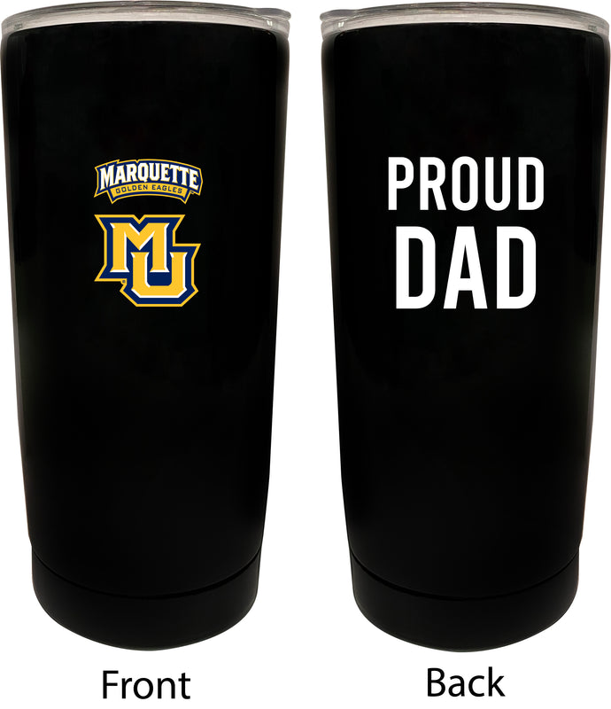 Marquette Golden Eagles NCAA Insulated Tumbler - 16oz Stainless Steel Travel Mug Proud Dad Design Black