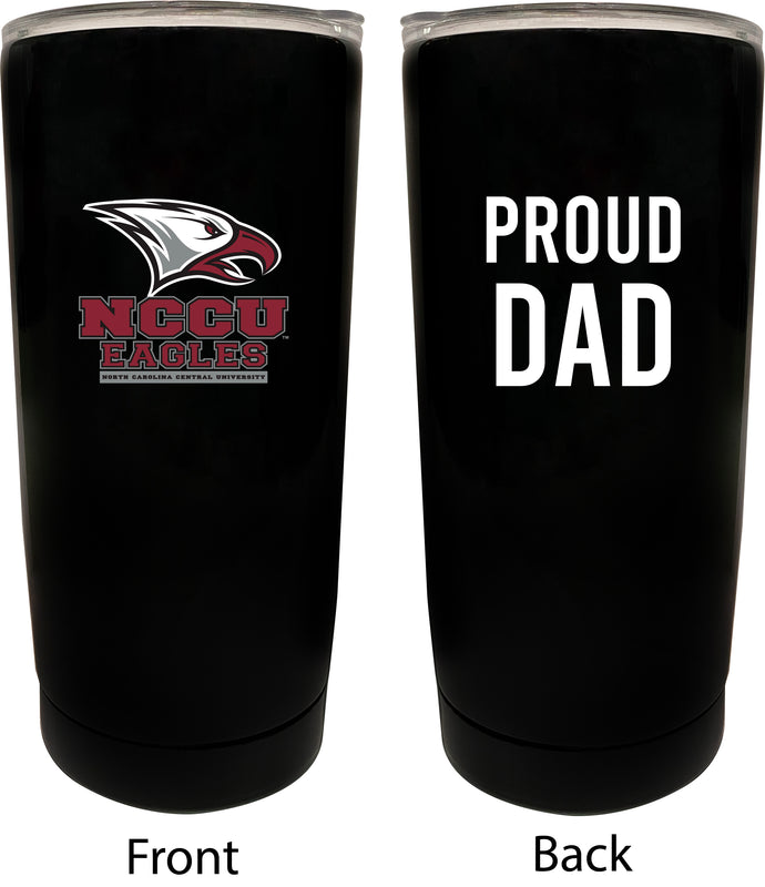 North Carolina Central Eagles NCAA Insulated Tumbler - 16oz Stainless Steel Travel Mug Proud Dad Design Black