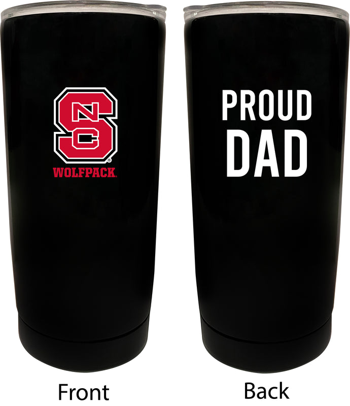 NC State Wolfpack NCAA Insulated Tumbler - 16oz Stainless Steel Travel Mug Proud Dad Design Black