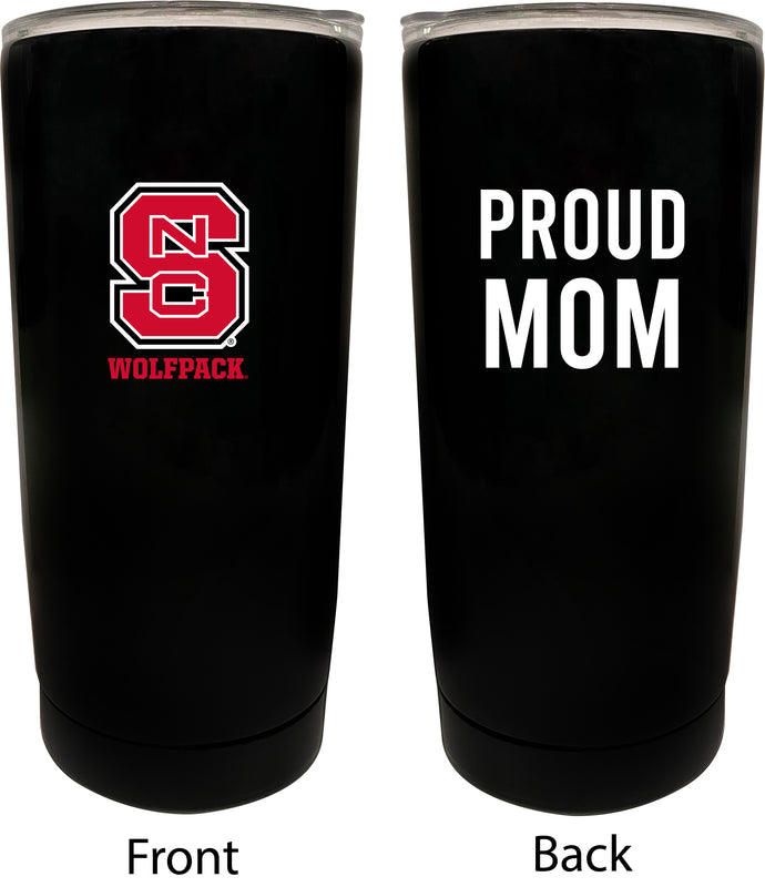 NC State Wolfpack NCAA Insulated Tumbler - 16oz Stainless Steel Travel Mug Proud Mom Design Black