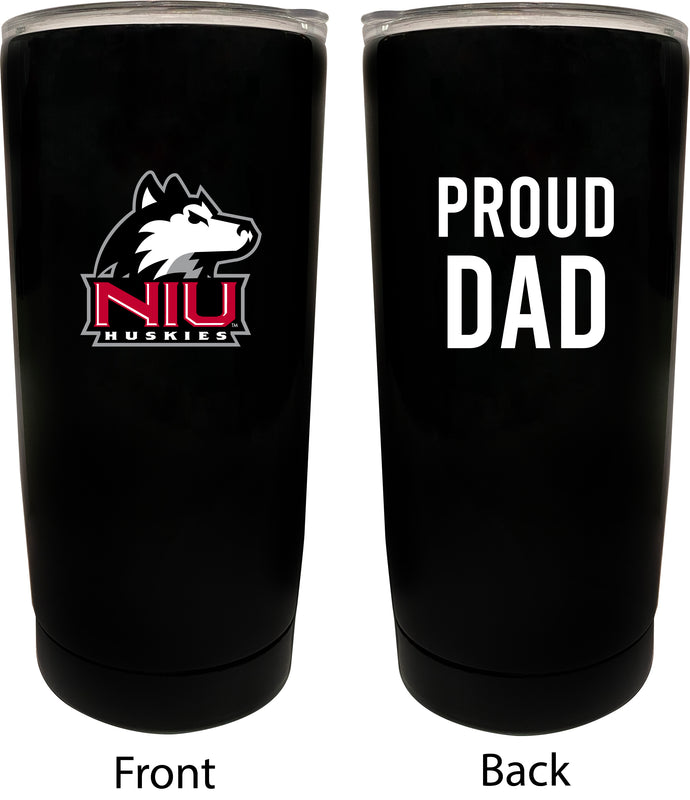 Northern Illinois Huskies NCAA Insulated Tumbler - 16oz Stainless Steel Travel Mug Proud Dad Design Black