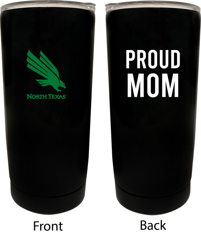 North Texas NCAA Insulated Tumbler - 16oz Stainless Steel Travel Mug Proud Mom Design Black
