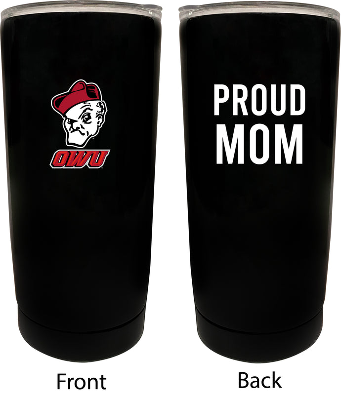 Ohio Wesleyan University NCAA Insulated Tumbler - 16oz Stainless Steel Travel Mug Proud Mom Design Black