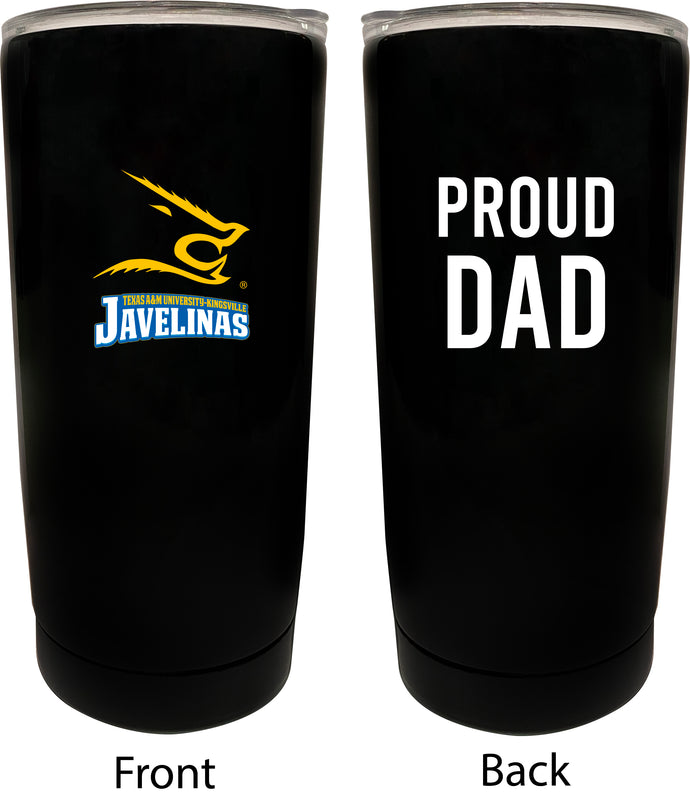 Texas A&M Kingsville Javelinas NCAA Insulated Tumbler - 16oz Stainless Steel Travel Mug Proud Dad Design Black