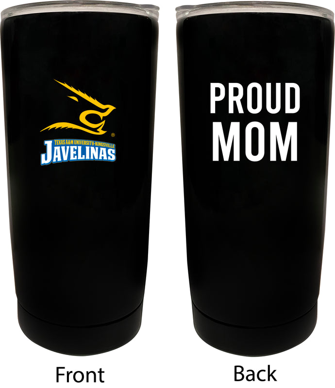 Texas A&M Kingsville Javelinas NCAA Insulated Tumbler - 16oz Stainless Steel Travel Mug Proud Mom Design Black