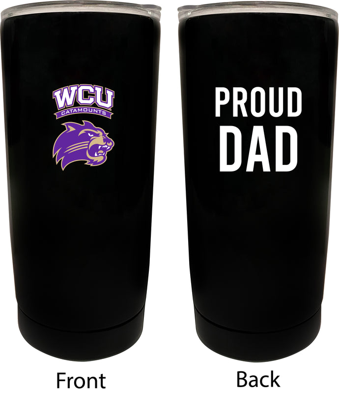 Western Carolina University NCAA Insulated Tumbler - 16oz Stainless Steel Travel Mug Proud Dad Design Black