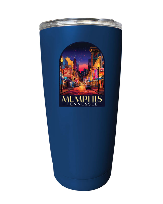 Memphis Tennessee Design C Souvenir 16 oz Stainless Steel Insulated Tumbler Navy Single