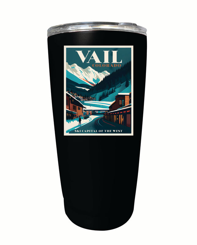 Vail Colorado Design B Souvenir 16 oz Stainless Steel Insulated Tumbler Black Single