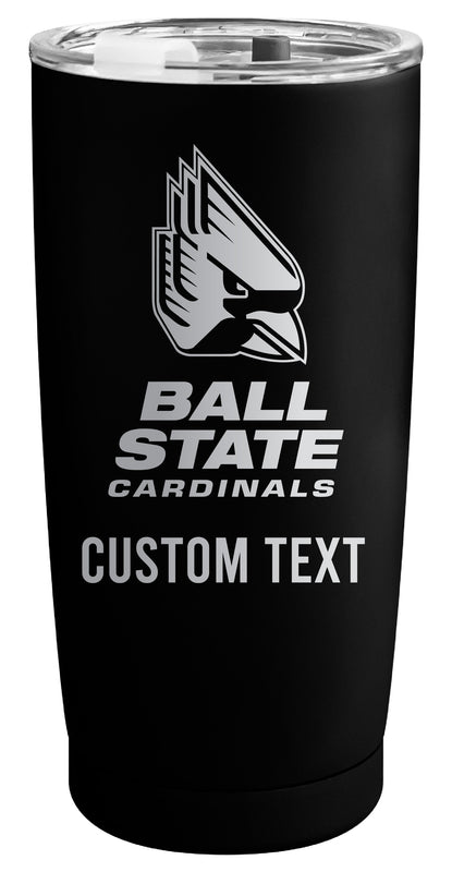 Ball State University Customizable Officially Licensed 16 oz Engraved Insulated Stainless Steel Tumbler Black