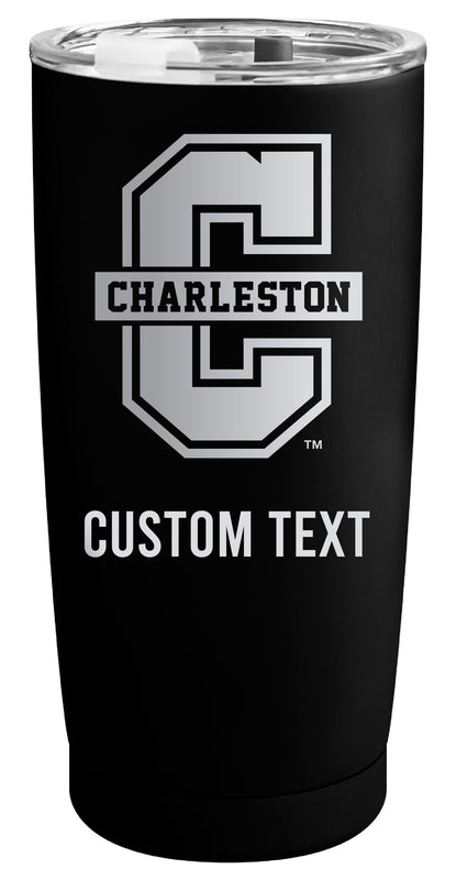 College of Charleston Customizable Officially Licensed 16 oz Engraved Insulated Stainless Steel Tumbler Black