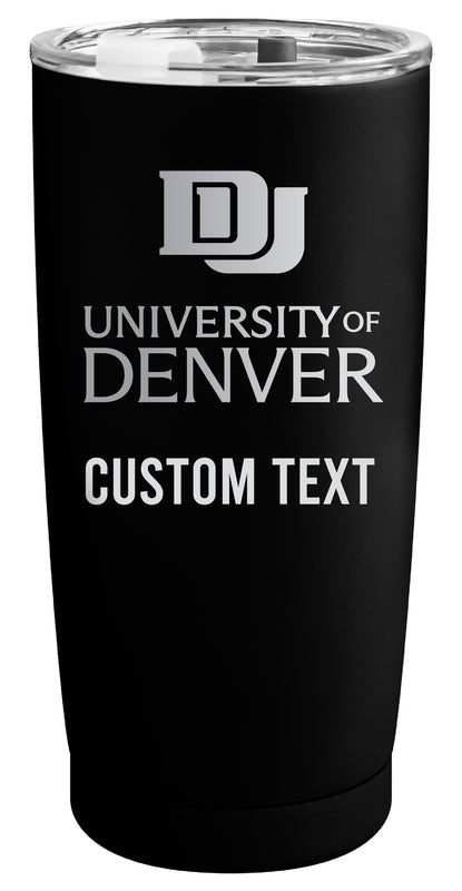 University of Denver Pioneers Customizable Officially Licensed 16 oz Engraved Insulated Stainless Steel Tumbler Black