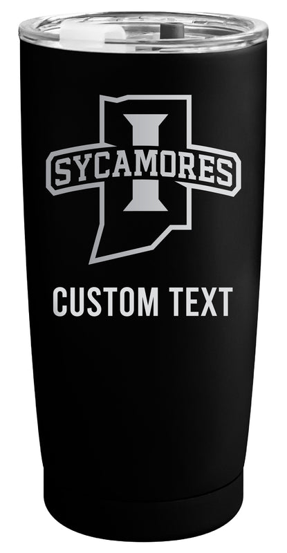 Indiana State University Customizable Officially Licensed 16 oz Engraved Insulated Stainless Steel Tumbler Black