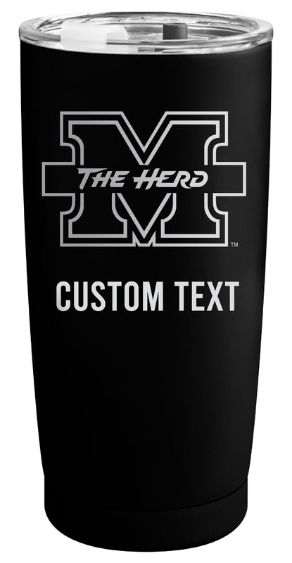 Marshall Thundering Herd Customizable Officially Licensed 16 oz Engraved Insulated Stainless Steel Tumbler Black