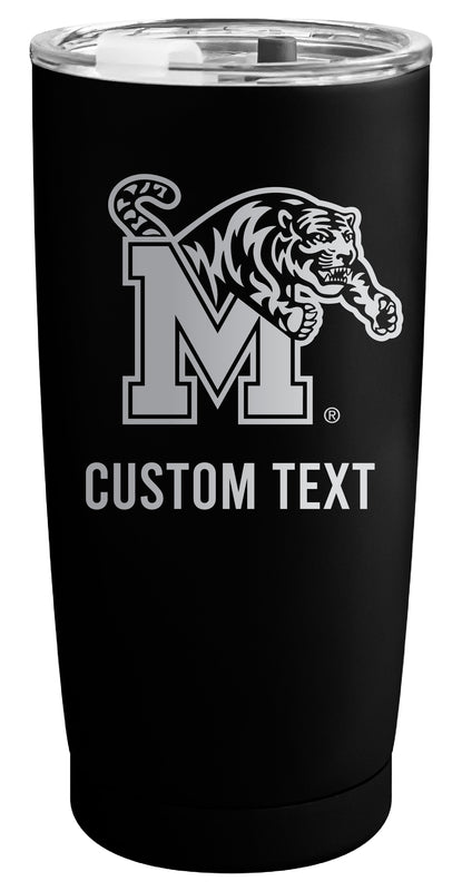 Memphis Tigers Customizable Officially Licensed 16 oz Engraved Insulated Stainless Steel Tumbler Black