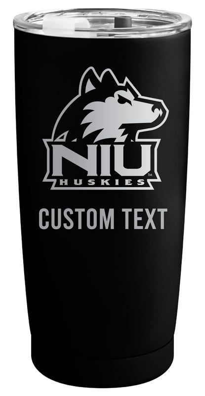 Northern Illinois Huskies Customizable Officially Licensed 16 oz Engraved Insulated Stainless Steel Tumbler Black