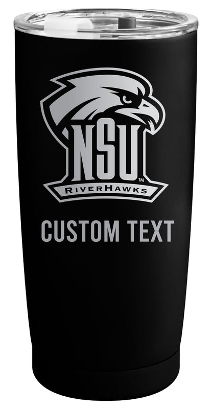 Northeastern State University Riverhawks Customizable Officially Licensed 16 oz Engraved Insulated Stainless Steel Tumbler Black