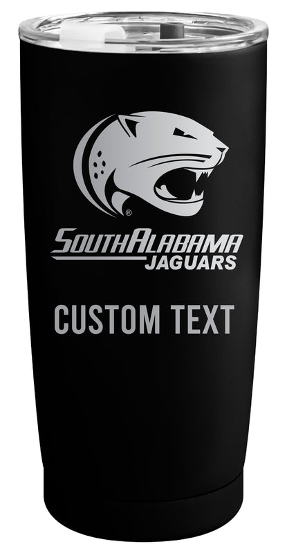 University of South Alabama Customizable Officially Licensed 16 oz Engraved Insulated Stainless Steel Tumbler Black